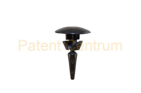 06-012  RENAULT NISSAN  gumiszegély rögzítő patent Furat: 5,5 mm Hossz: 16,7 mm Fej átmérő: 12 mm Szín: fekete. KIFUTÓ TERMÉK. 